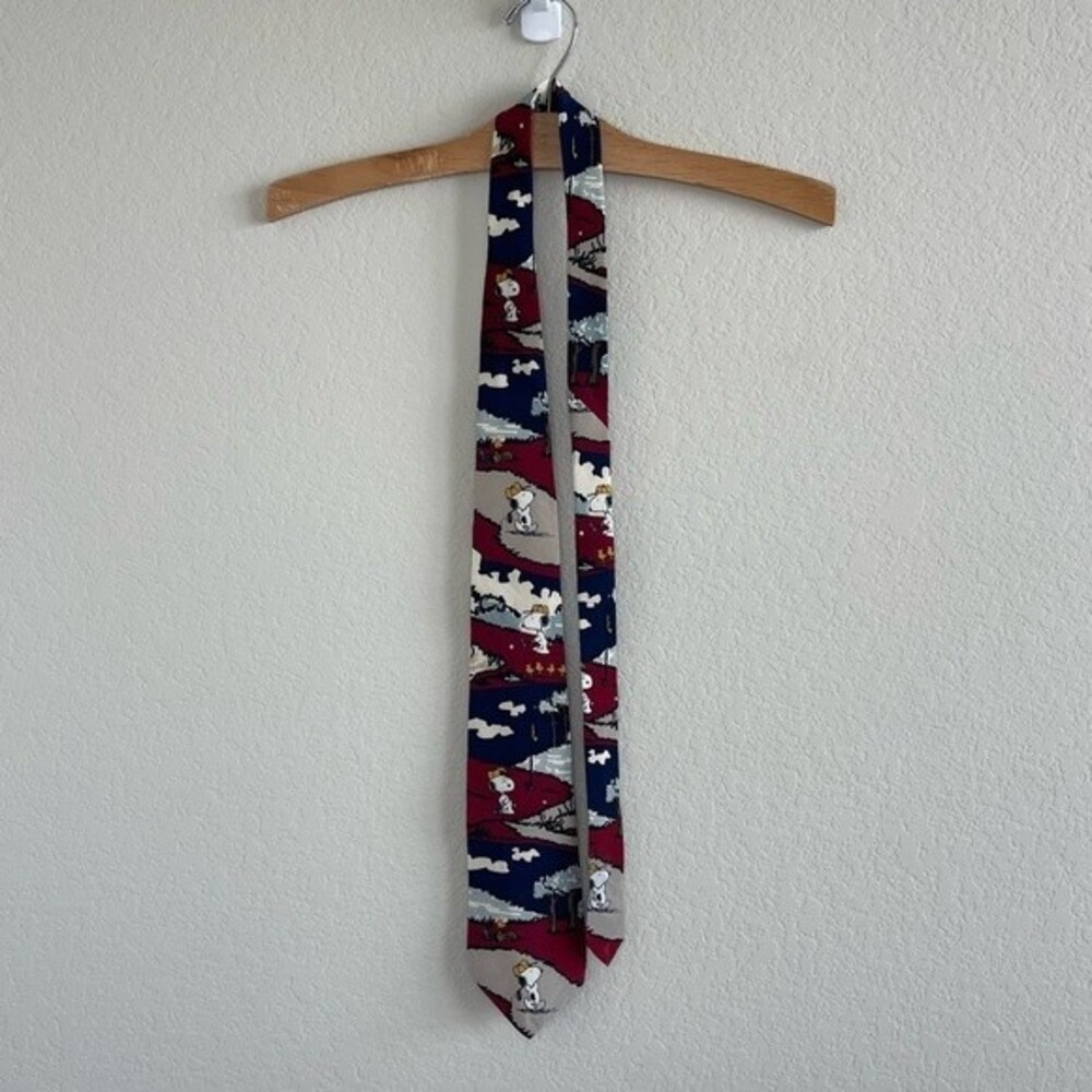 Vintage Peanuts Golf Tie Snoopy Woodstock Novelty 100% Silk Made in USA